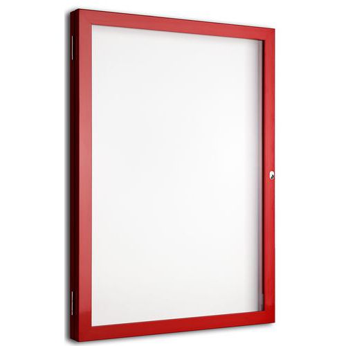 AME - Vitrine extérieure magnétique 8 feuilles - Fond blanc, cadre rouge - 90x66cm