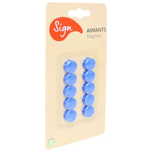 Aimant Rond Bleu Diamètre 12mm - Lot de 10 - Recyclable