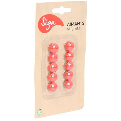 Aimant Rond Rouge 12mm - Lot de 10 - Idéal pour Fixation Facile