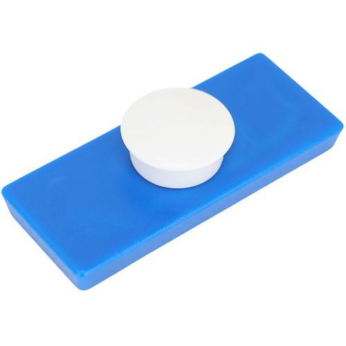 Aimant rectangulaire bleu/blanc - Grande puissance - 55x23mm - Jusqu'à 17 feuilles - Recyclable