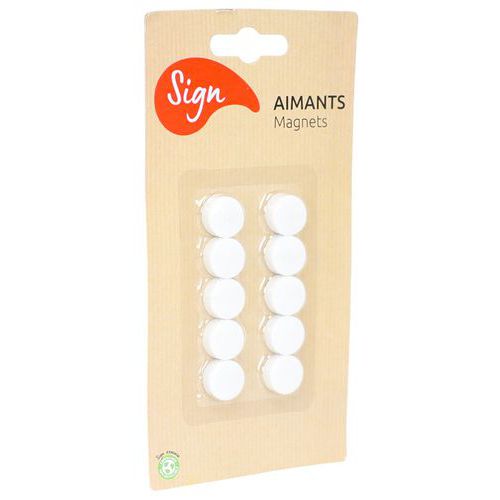 Aimant rond blanc - Diamètre 12 mm - Lot de 10 - Recyclable