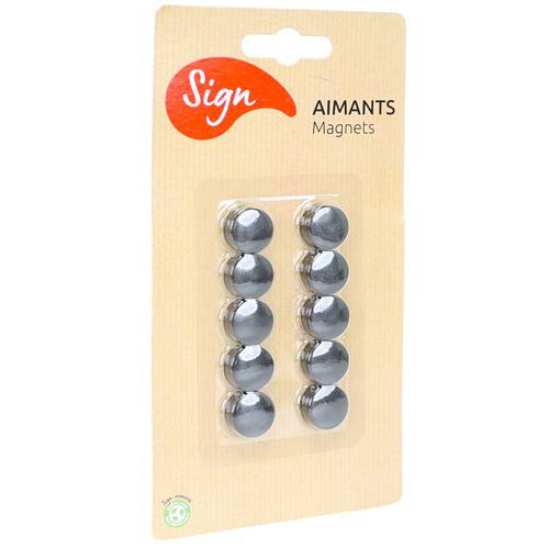 Aimant Rond Noir Diamètre 12mm - Lot de 10 - Recyclable