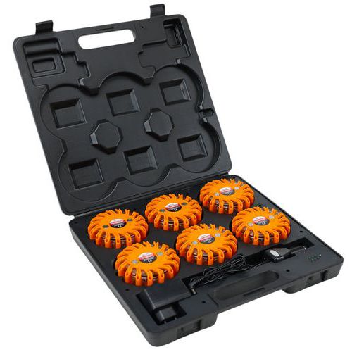 Taliaplast - Balises de signalisation LED rechargeables - Lot de 6 - Chantier - Visibilité accrue