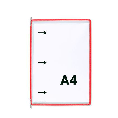 Djois Made By Tarifold - Poches Pivots A4 Rouge - 10 Pochettes PVC - Ouverture Latérale - Format 210x297mm