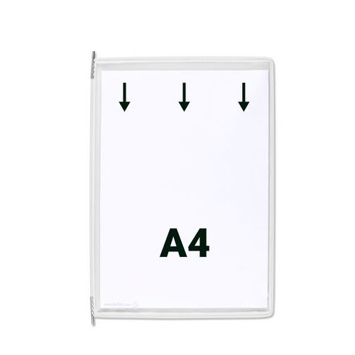 Djois Made By Tarifold - Pochette A4 Blanche PVC Fil d'Acier - 10 Pochettes - Housse Unique Présentation - Emballage Recyclable