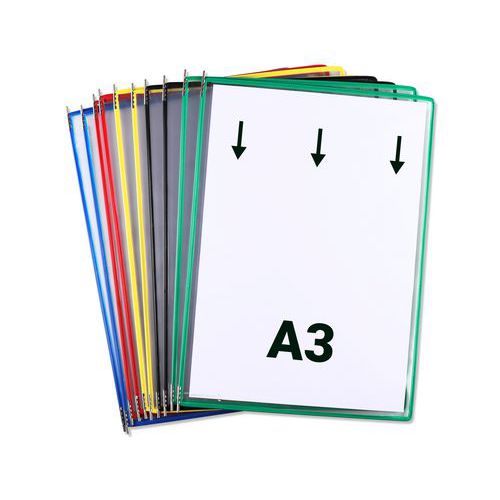 Djois Made By Tarifold - Lot de 10 pochettes à pivots A3 assorties - PVC - Affichage durable