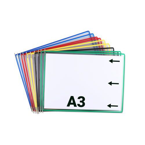 Djois Made By Tarifold - Lot de 10 pochettes à pivots A3 paysage - PVC assorti - Format A5