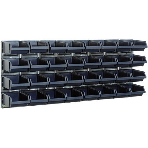 Raaco - Ensemble 2 Panneaux Métal + 32 Bacs 3-160 - Bleu/Gris - 1040x440mm - Rangement Organisé