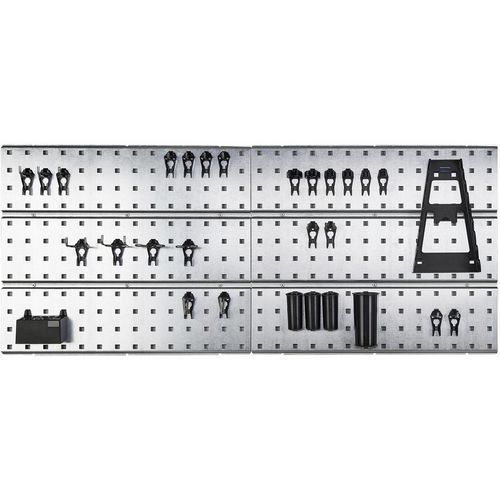 Raaco - Ensemble 2 Panneaux Muraux Métal Gris + 28 Clips - 1040x440mm - Lean Management