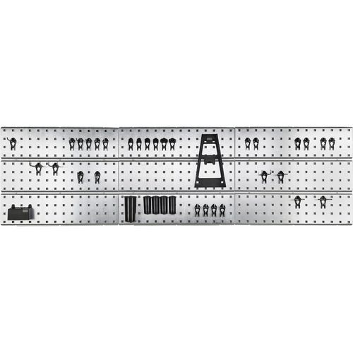 Raaco - Panneaux Muraux Métal avec 44 Clips - Gris - 1560x440mm - Lean Management