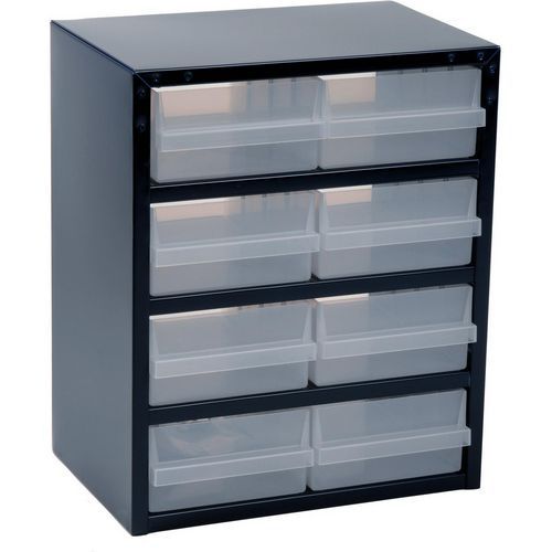 Raaco - Armoire Basse Combi-La 8-2 - 8 Tiroirs Transparent - Acier Bleu - 250mm Profondeur - 20kg Charge Max