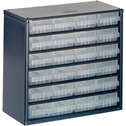Raaco - Casier Métallique 24 Tiroirs Polypropylène Bleu - 306x150x283mm - Rangement Organisé Lean Management