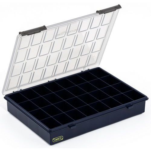 Raaco - Boîte de Rangement Antichoc 32 Compartiments - Bleu Transparent - 340x260x57mm - Charge 5kg