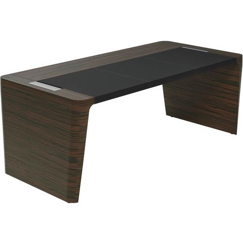 Quadrifoglio - Bureau X10 Ébène Cuir Noir - 190x100x76cm - Style Direction - Ajustable