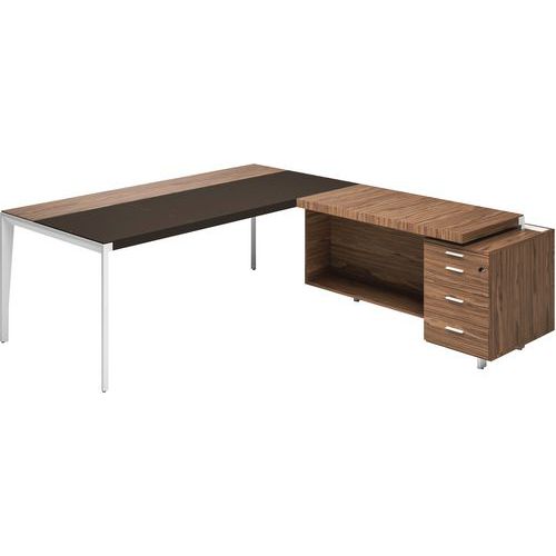 Bureau X9 Droit Retour à Gauche 232x234x75 Noyer Américain