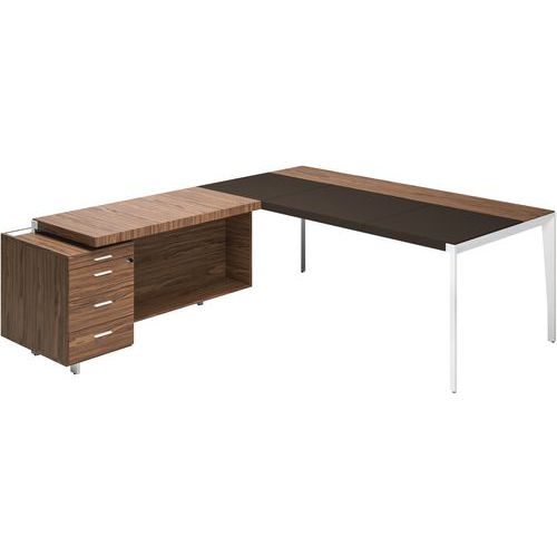 Bureau X9 Droit Retour à Droite 172x234x75 Noyer Américain