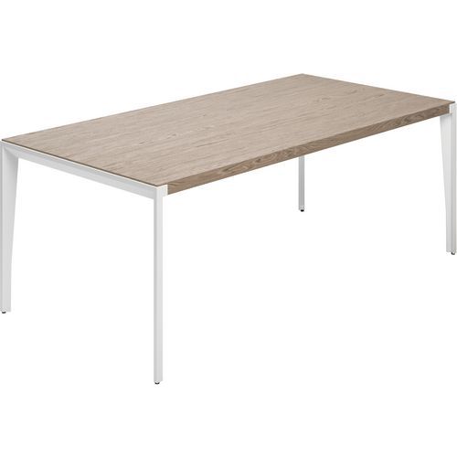 Bureau X9 201x101x75 Plateau Orme Gris Pied Blanc