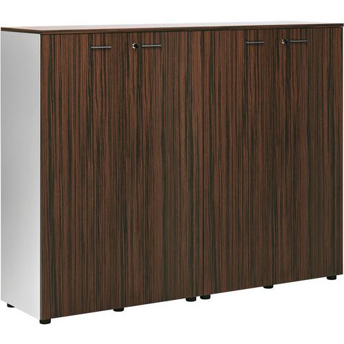 Ensemble 2 Armoires Mi Hautes Portes Battantes Ebène/aluminium