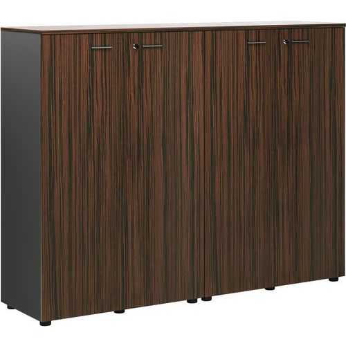 Ensemble 2 Armoires Mi Hautes Portes Battantes Ebène/anthracite