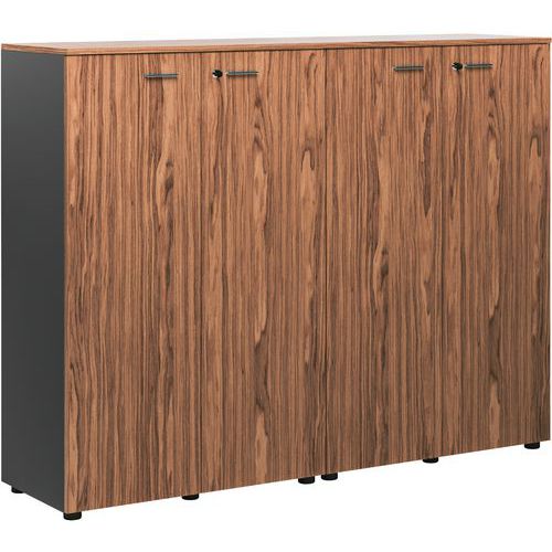 Ensemble 2 Armoires Mi Hautes Portes Battantes Noyer Américain/anthracite