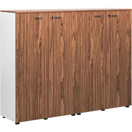 Ensemble 2 Armoires Mi Hautes Portes Battantes Noyer Américain/blanc