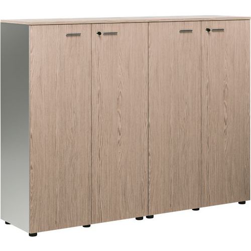 Ensemble 2 Armoires Mi Hautes Portes Battantes Orme Gris/aluminium