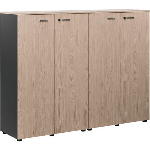 Ensemble 2 Armoires Mi Hautes Portes Battantes Orme Gris/anthracite