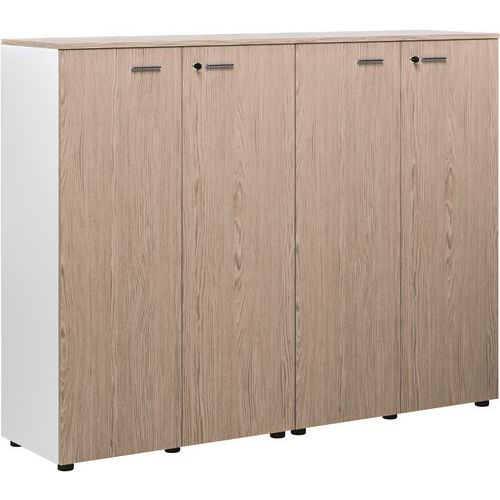 Ensemble 2 Armoires Mi Hautes Portes Battantes Orme Gris/blanc