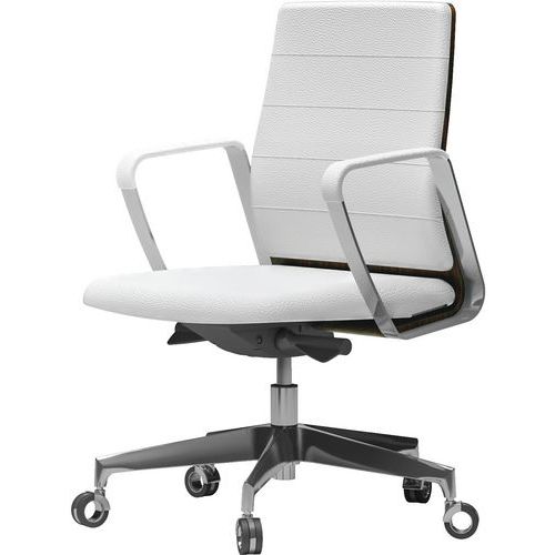 Fauteuil Directa Bas Cuir 093-blanc Dossier Bois Ã‰bène