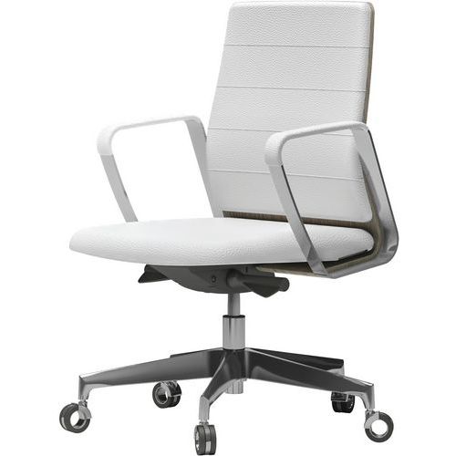 Fauteuil Directa Bas Cuir 093-blanc Dossier Bois Orme Gris