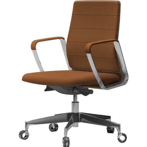 Fauteuil Directa Bas Cuir 096-tabac Dossier Bois Noyer Américain