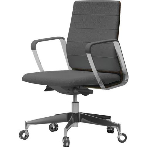 Fauteuil Directa Bas Cuir 172-gris Anthracite Dossier Bois Ã‰bène