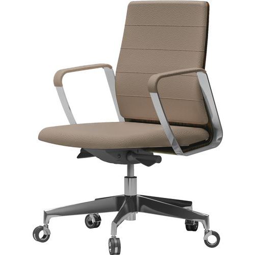 Fauteuil Directa Bas Cuir 296-beige Foncé Dossier Bois Ã‰bène