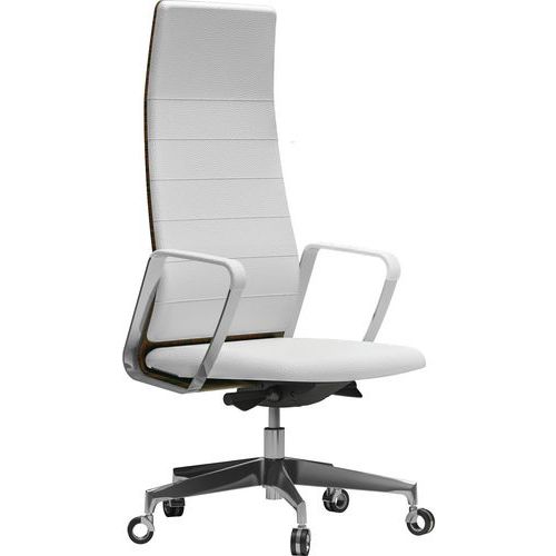 Fauteuil Directa Haut Cuir 093-blanc Dossier Bois Ã‰bène