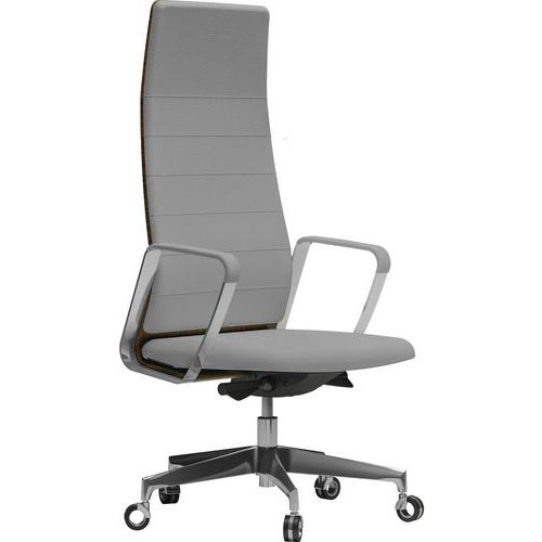 Fauteuil Directa Haut Cuir 145-gris Signal Dossier Bois Ébène