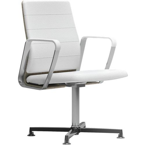 Fauteuil Directa Visiteur Cuir 093-blanc Dossier Bois Orme Gris