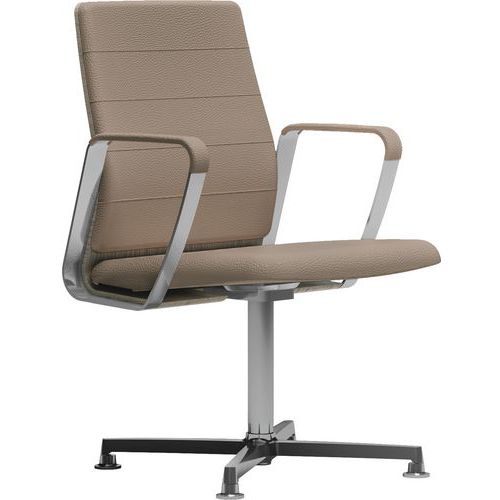 Fauteuil Directa Visiteur Cuir 296-beige Foncé Dossier Bois Orme Gris