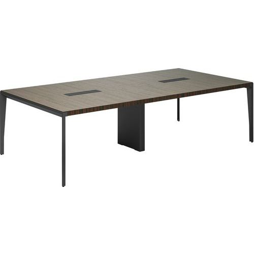Table De Réunion X9 En Placage Bois Ã‰bène L280 X 140 Pied Metal Gris Ombre