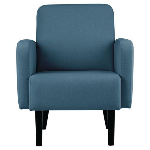 Fauteuil Lisoa Pied Noir Tissu Polyester Bleu