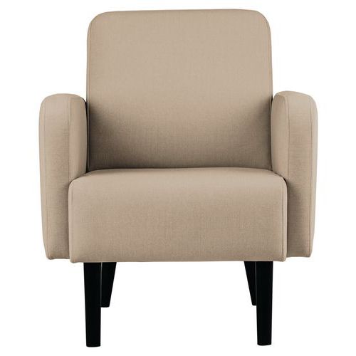 Fauteuil Lisoa Pied Noir Tissu Polyester Ivoire
