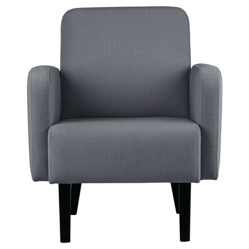 Fauteuil Lisoa Pied Noir Tissu Polyester Gris Souris