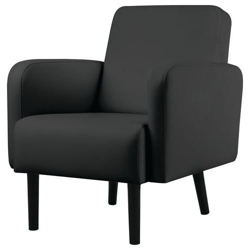 Fauteuil Lisoa Pied Noir Simili Cuir Noir