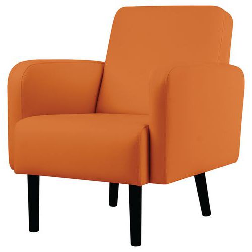 Fauteuil Lisoa Pied Noir Simili Cuir Orange