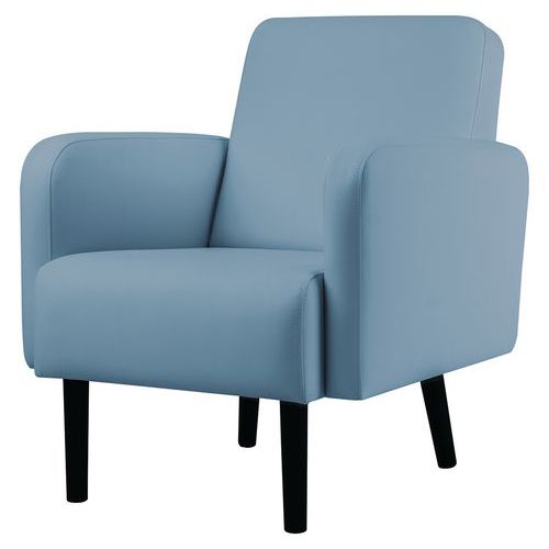 Fauteuil Lisoa Pied Noir Simili Cuir Bleu