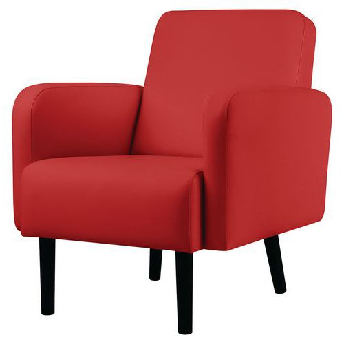Fauteuil Lisoa Pied Noir Simili Cuir Rouge