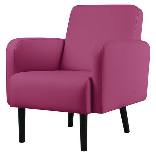 Fauteuil Lisoa Pied Noir Simili Cuir Violet