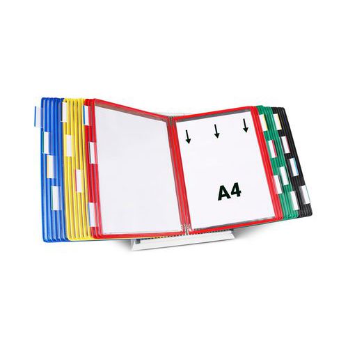Djois Made By Tarifold - Système de présentation 30 pochettes A4 - Support de table en acier - Coloris assortis - Idéal pour documents
