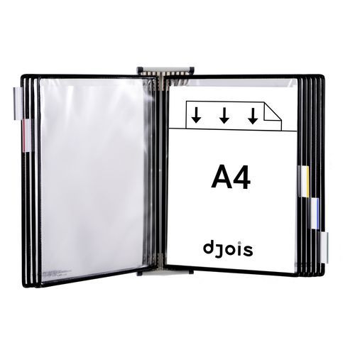 Djois Made By Tarifold - Support Mural Pivotant 10 Pochettes A4 Noir - Acier - Lean Management