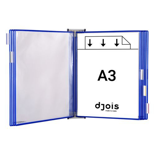 Djois Made By Tarifold - Support Mural A3 Pivotant 10 Pochettes Bleues - Format 297x420mm - Acier Durable