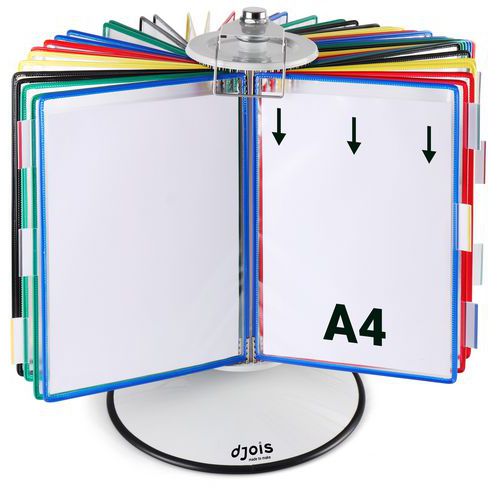 Djois Made By Tarifold - Support Rotatif A4 avec 50 Pochettes Assorties - Acier - 59x48cm - Organisation Bureau